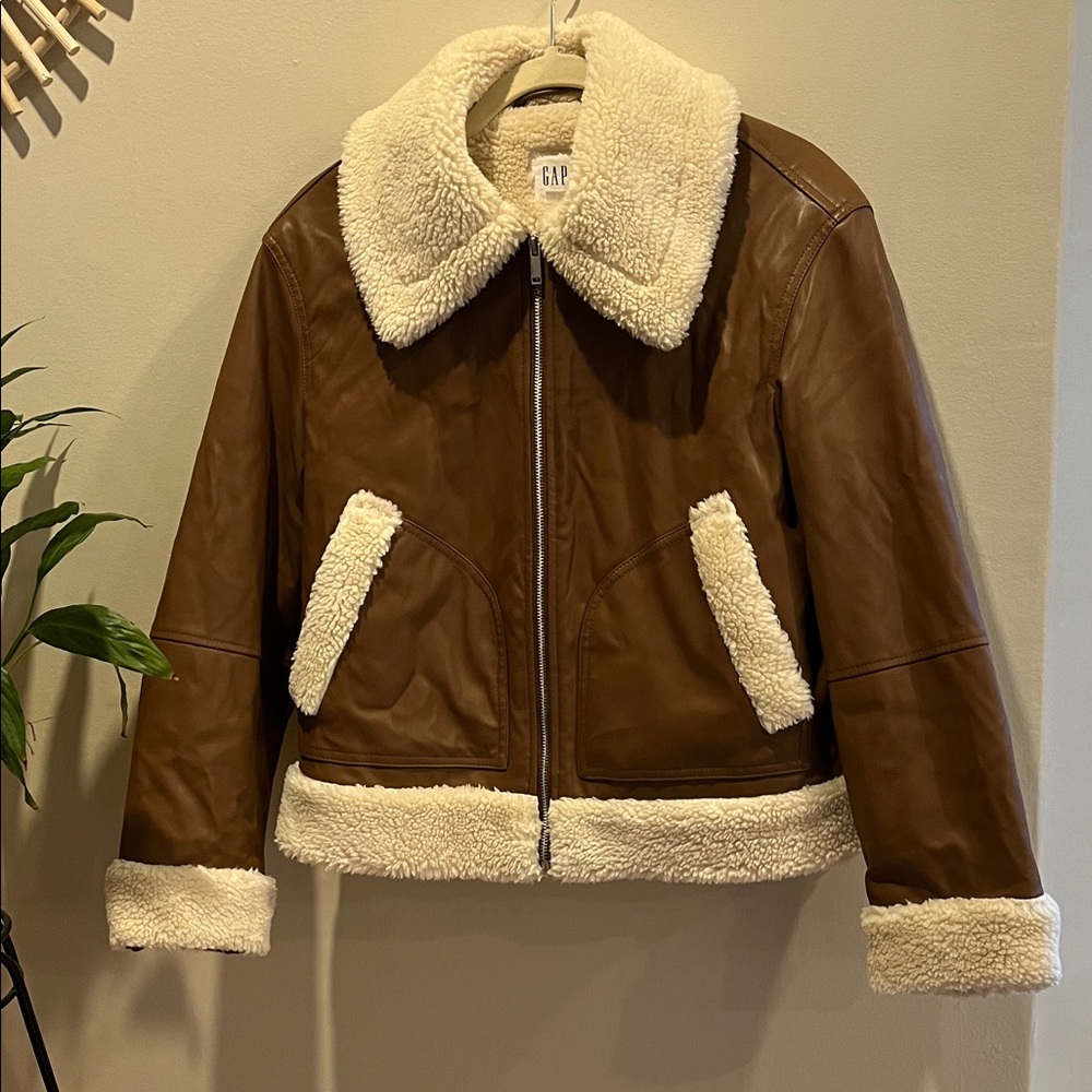 GAP Brown Bomber Jacket with Cream Accents
